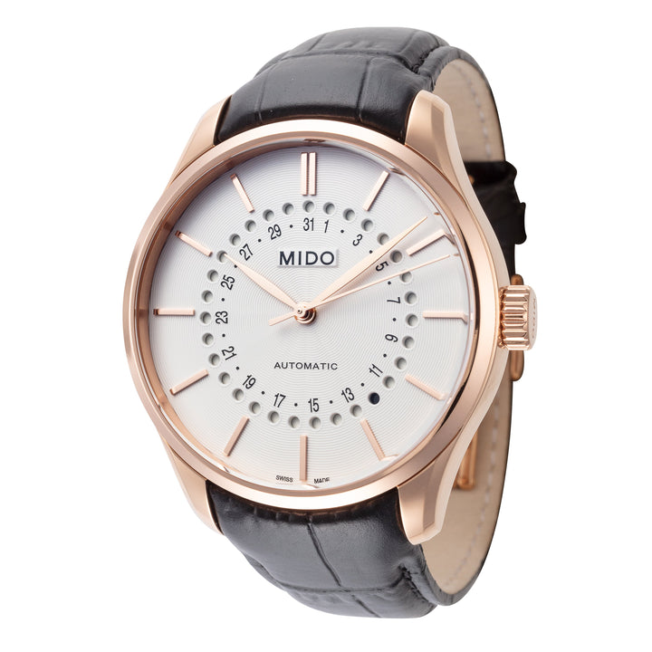 title:Mido Men's M0244073603109 Belluna II 40mm Automatic Watch;color:Silver Dial Black Band