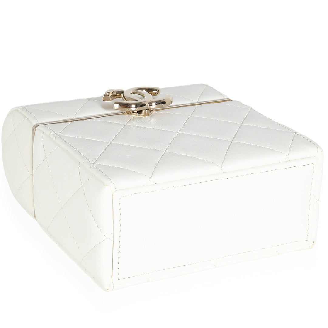 Chanel 22P White Quilted Lambskin Mini Box Clutch