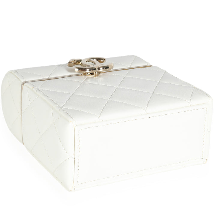 Chanel 22P White Quilted Lambskin Mini Box Clutch
