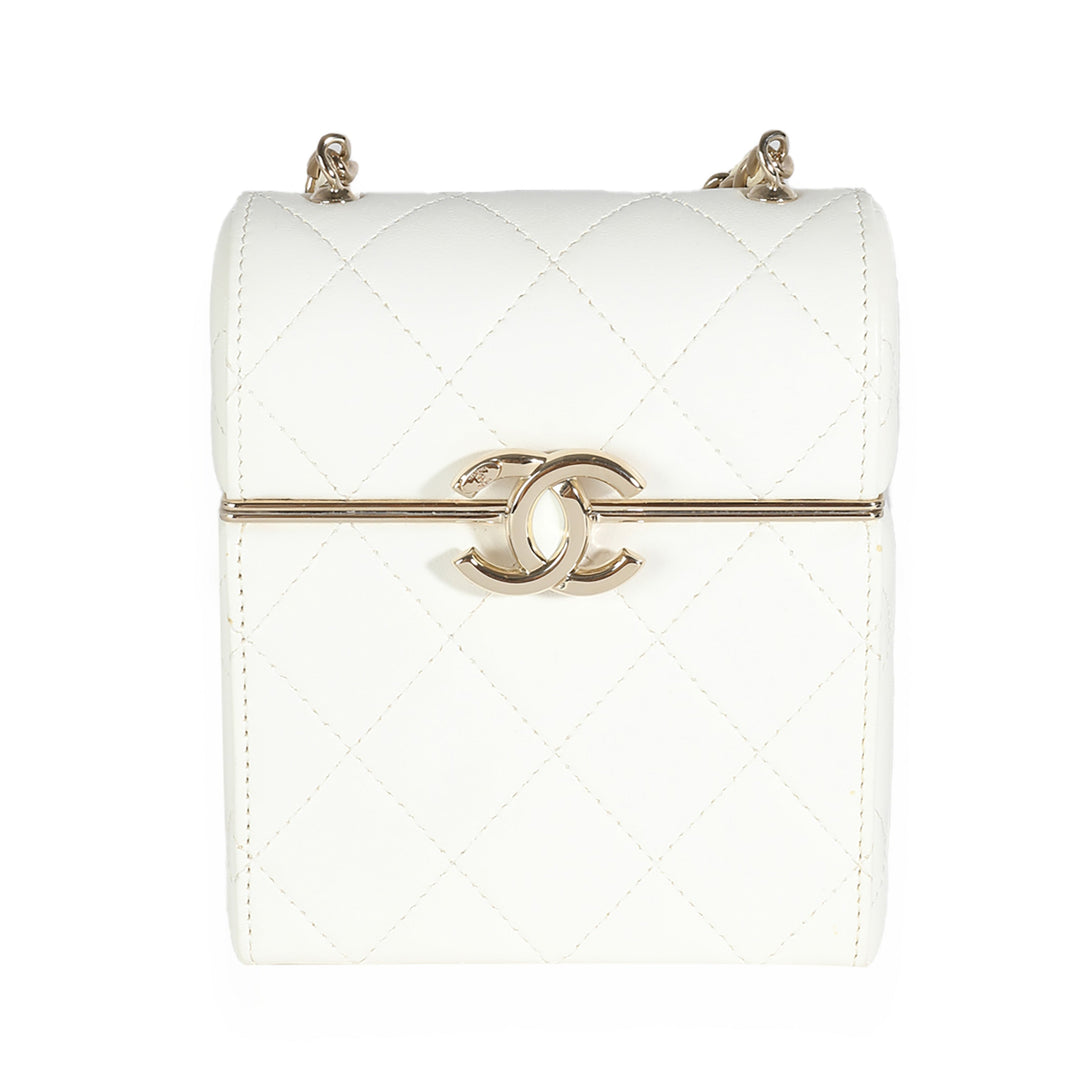 Chanel 22P White Quilted Lambskin Mini Box Clutch