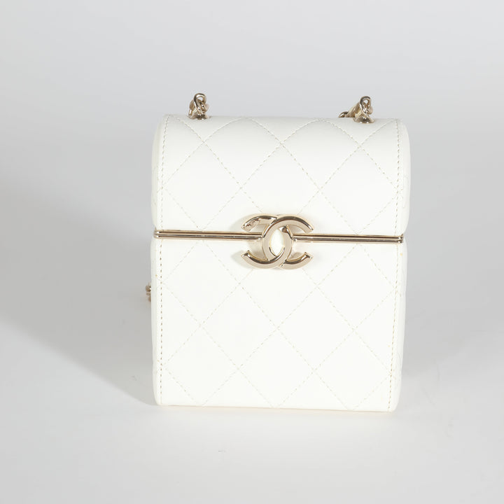 Chanel 22P White Quilted Lambskin Mini Box Clutch
