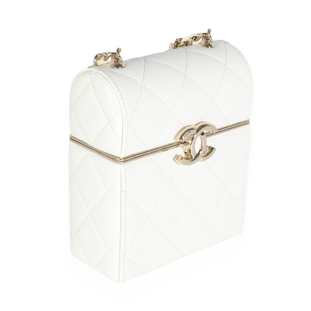 Chanel 22P White Quilted Lambskin Mini Box Clutch