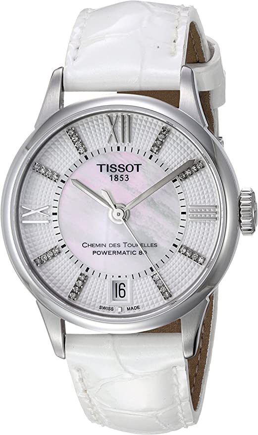 title:Tissot Women's T0992071611600 Chemin Des Tourelles 32mm Automatic Watch;color:White