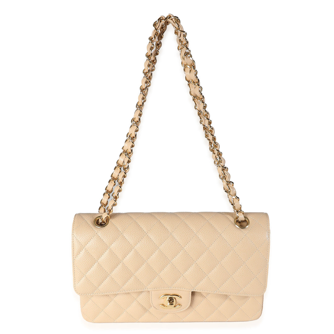 Chanel Beige Quilted Caviar Medium Classic Double New Bag