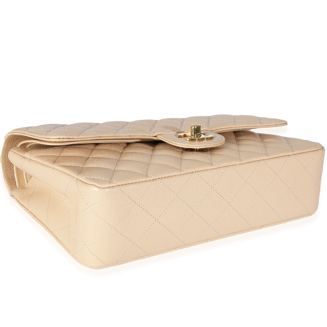 Chanel Beige Quilted Caviar Medium Classic Double New Bag