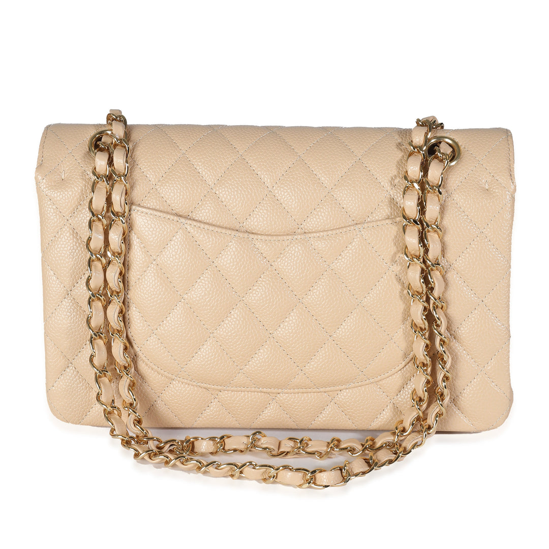 Chanel Beige Quilted Caviar Medium Classic Double New Bag