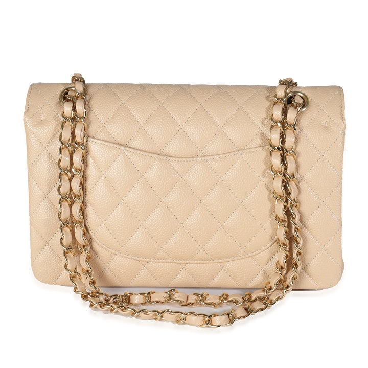 Chanel Beige Quilted Caviar Medium Classic Double New Bag