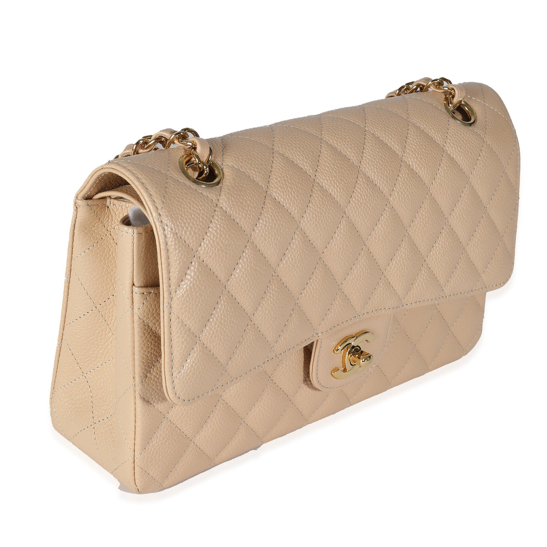 Chanel Beige Quilted Caviar Medium Classic Double New Bag