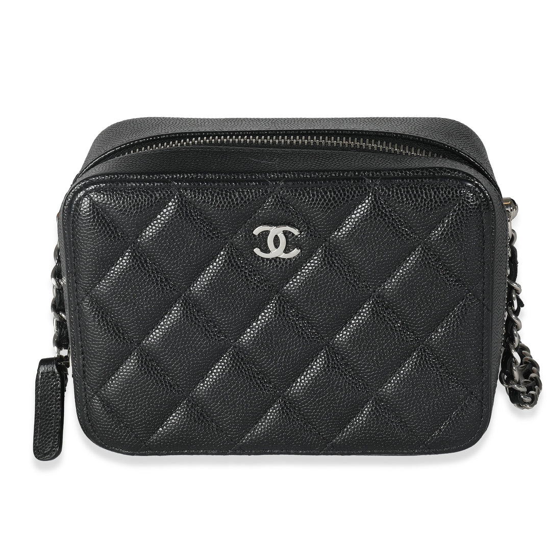 Chanel Black Quilted Caviar Square Zip Around Camera Bag