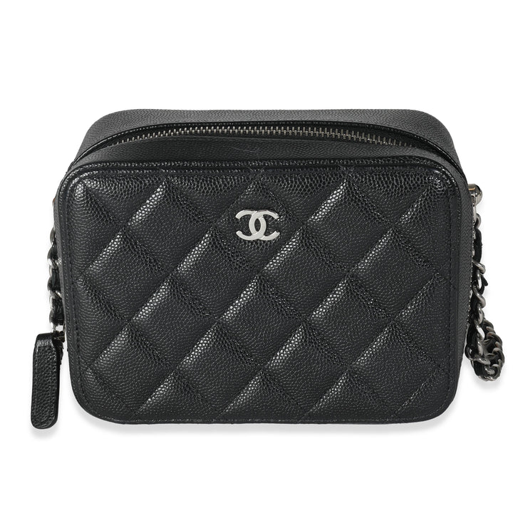 Chanel Black Quilted Caviar Square Zip Around Camera Bag