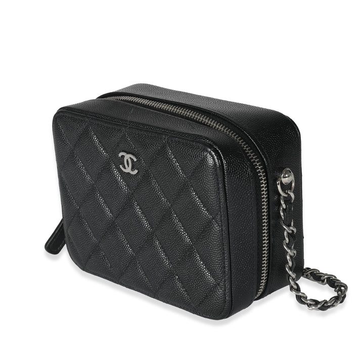 Chanel Black Quilted Caviar Square Zip Around Camera Bag