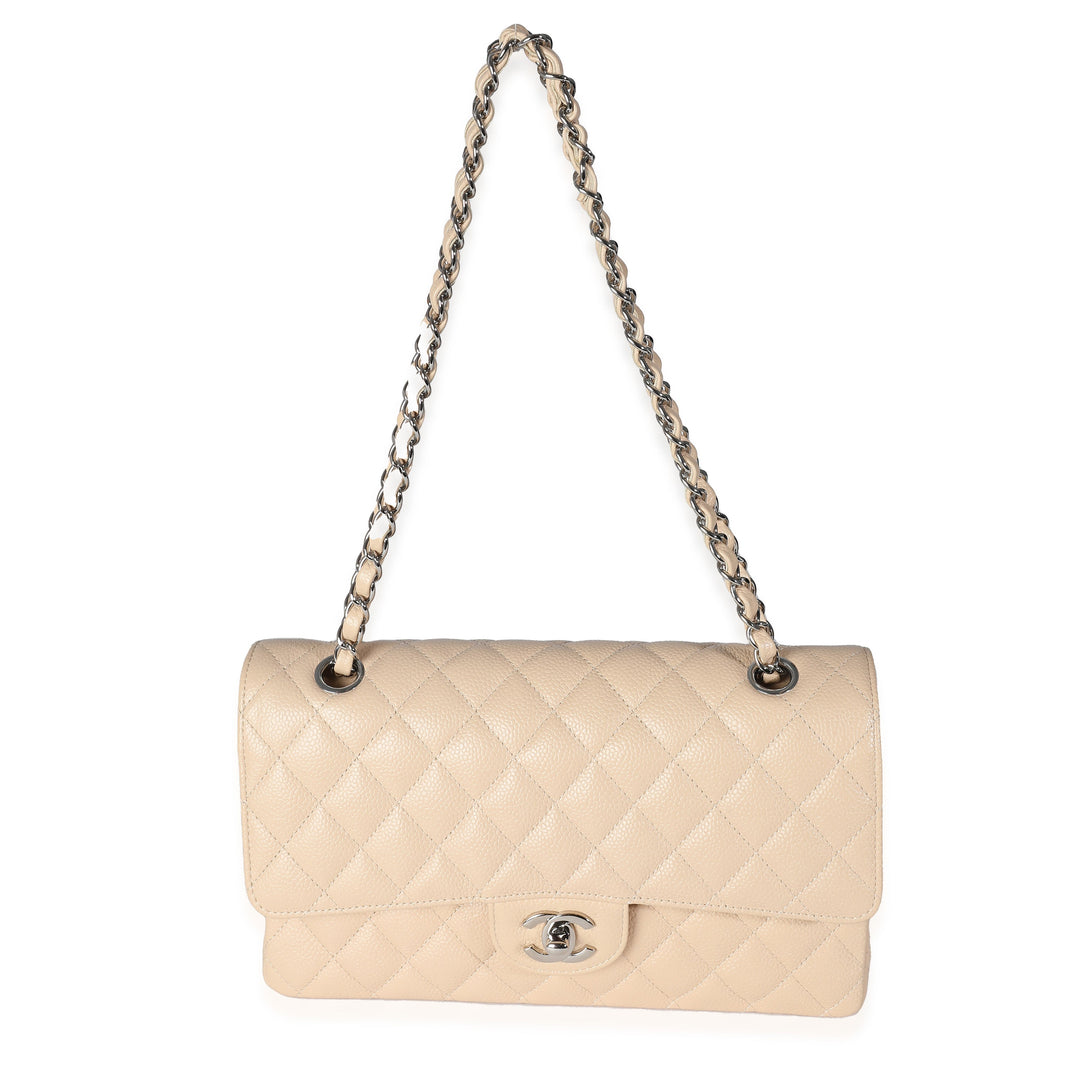Chanel Beige Quilted Caviar Medium Classic Double New Bag