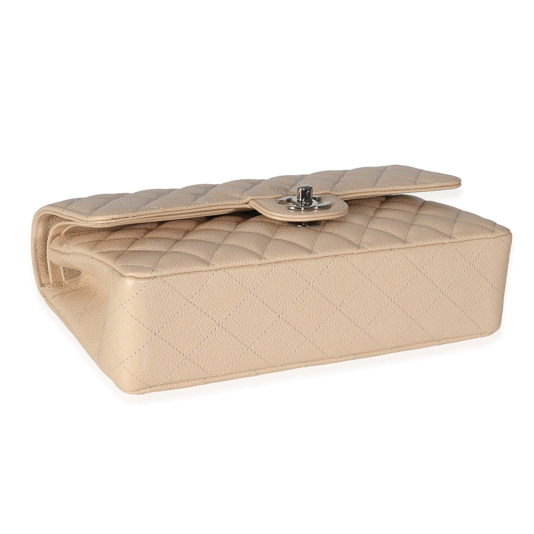 Chanel Beige Quilted Caviar Medium Classic Double New Bag
