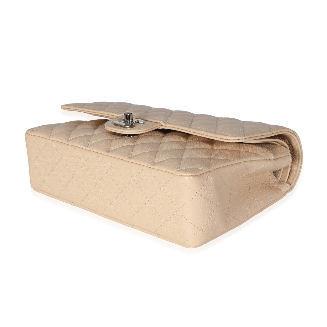 Chanel Beige Quilted Caviar Medium Classic Double New Bag