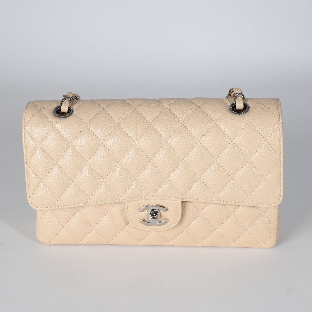 Chanel Beige Quilted Caviar Medium Classic Double New Bag