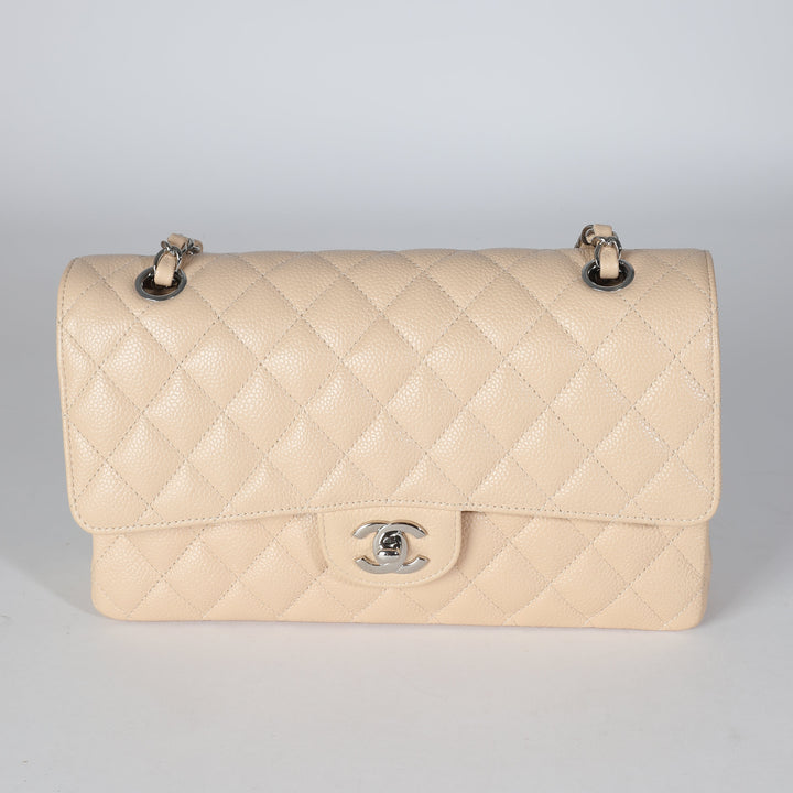 Chanel Beige Quilted Caviar Medium Classic Double New Bag