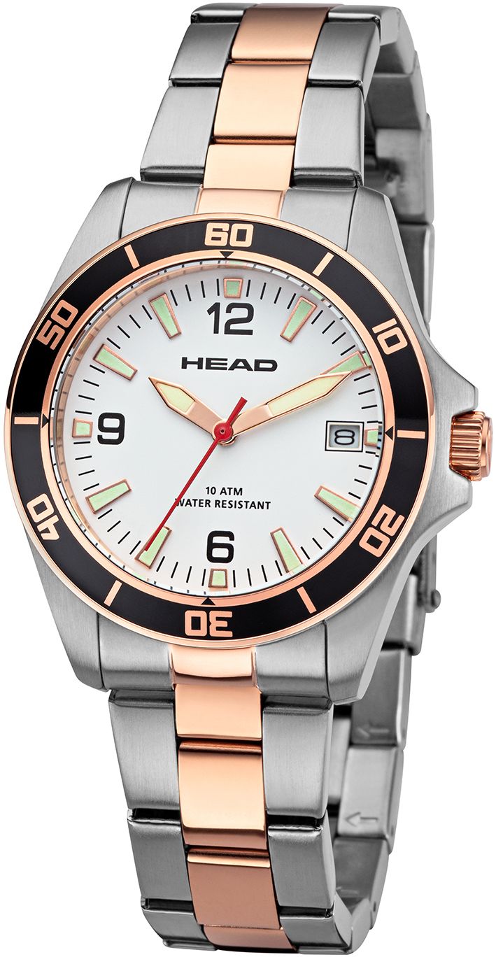 title:Head Men's H800417 Rome 34mm Quartz Watch;color:Silver and Rose Gold