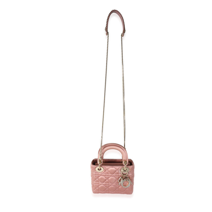 CHRISTIAN Top quality Dior Dusty Rose Satin Cannage Crystal Mini Lady Top quality Dior