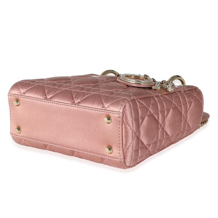CHRISTIAN Top quality Dior Dusty Rose Satin Cannage Crystal Mini Lady Top quality Dior