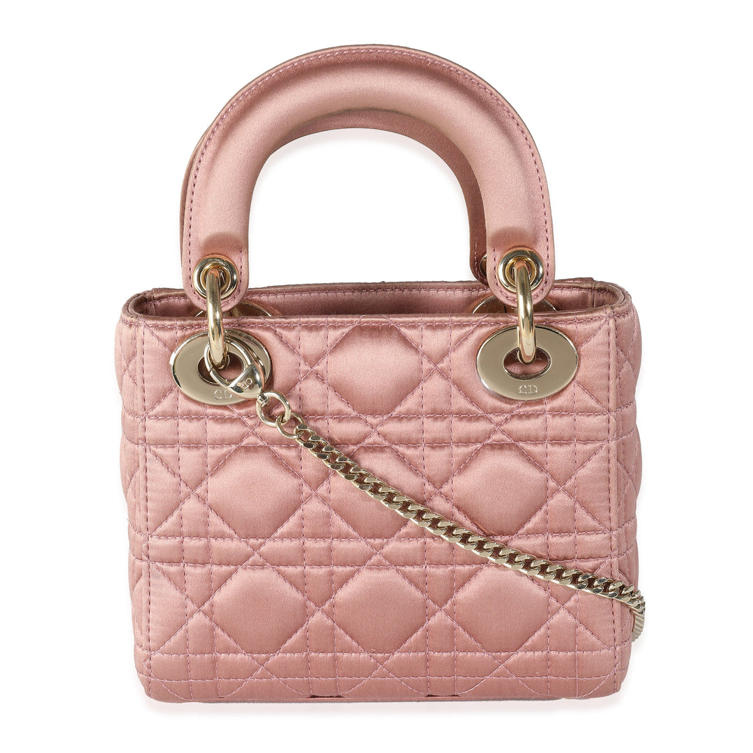 CHRISTIAN Top quality Dior Dusty Rose Satin Cannage Crystal Mini Lady Top quality Dior