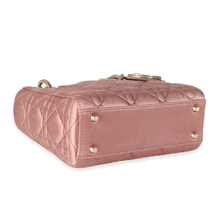 CHRISTIAN Top quality Dior Dusty Rose Satin Cannage Crystal Mini Lady Top quality Dior