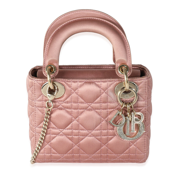 CHRISTIAN Top quality Dior Dusty Rose Satin Cannage Crystal Mini Lady Top quality Dior