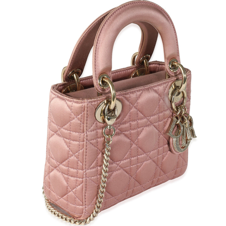 CHRISTIAN Top quality Dior Dusty Rose Satin Cannage Crystal Mini Lady Top quality Dior