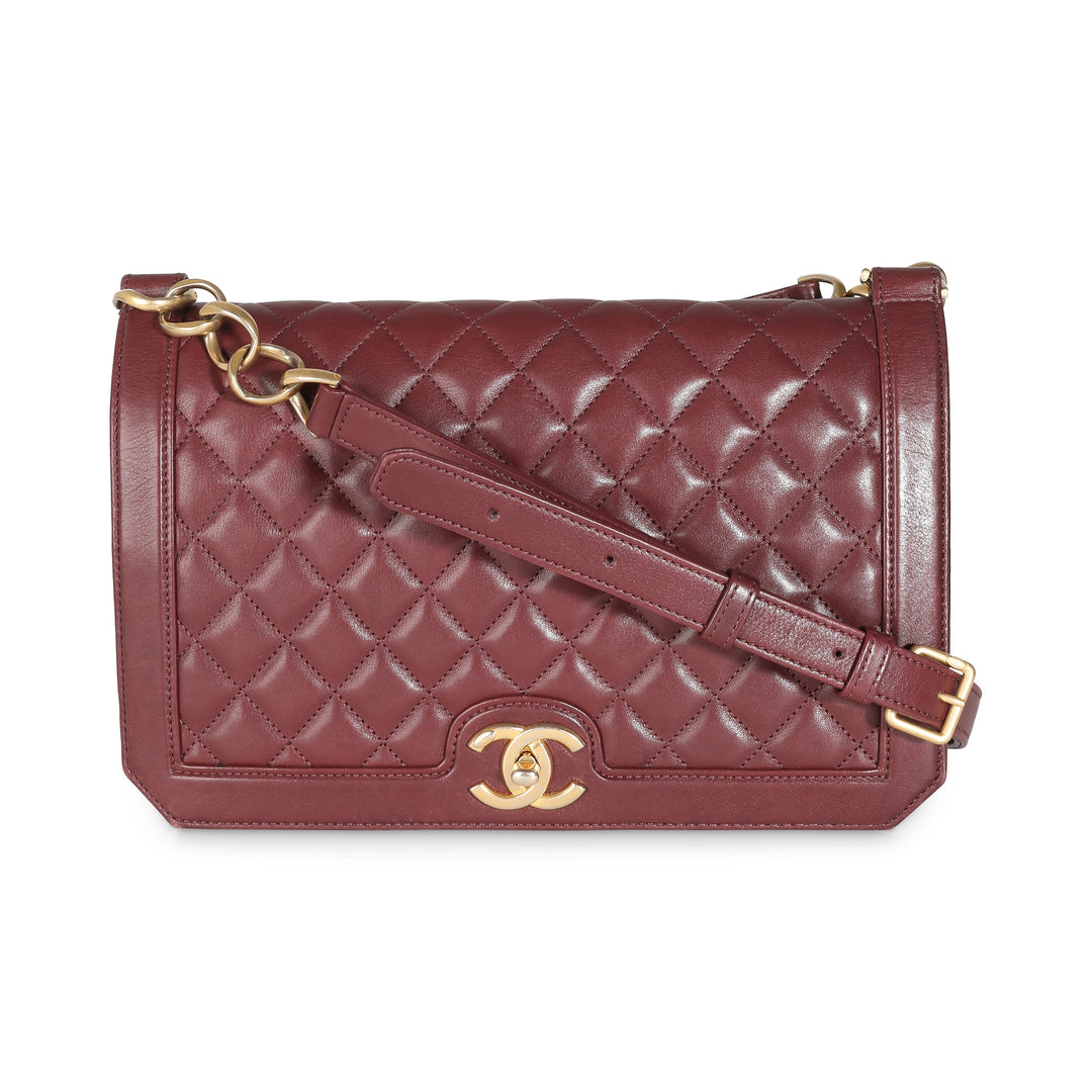 Chanel Burgundy Quilted Lambskin Large New Bag