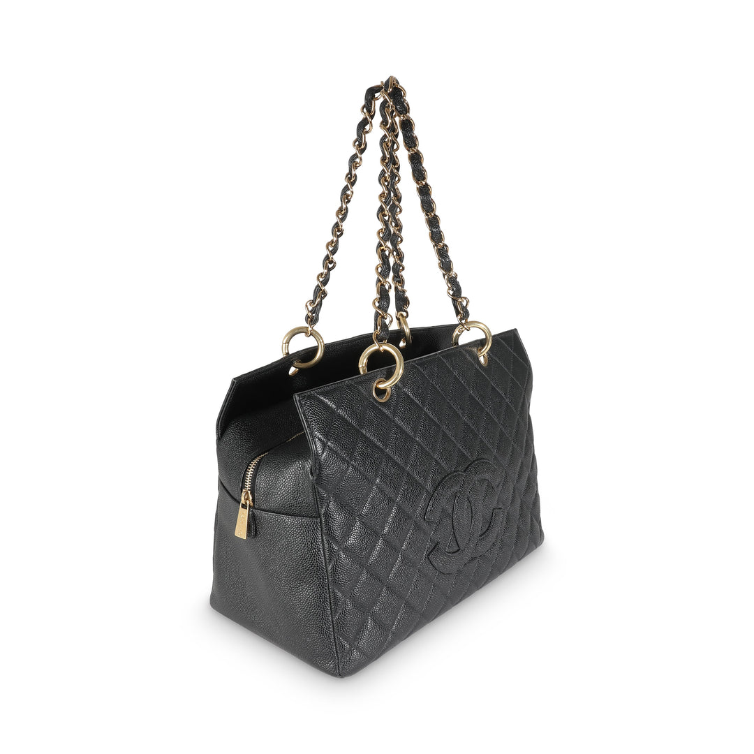 Chanel Black Quilted Caviar Grand Shopper Tote