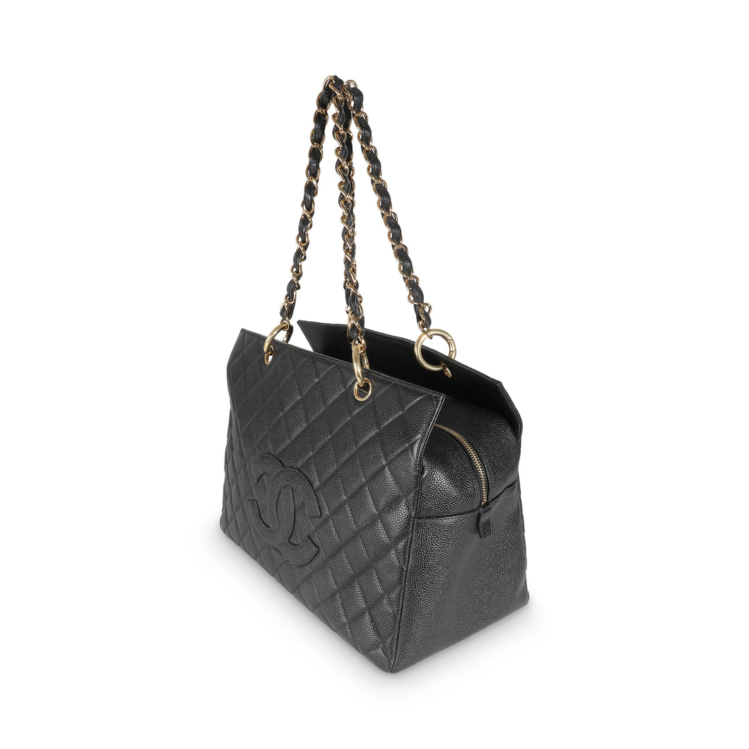 Chanel Black Quilted Caviar Grand Shopper Tote