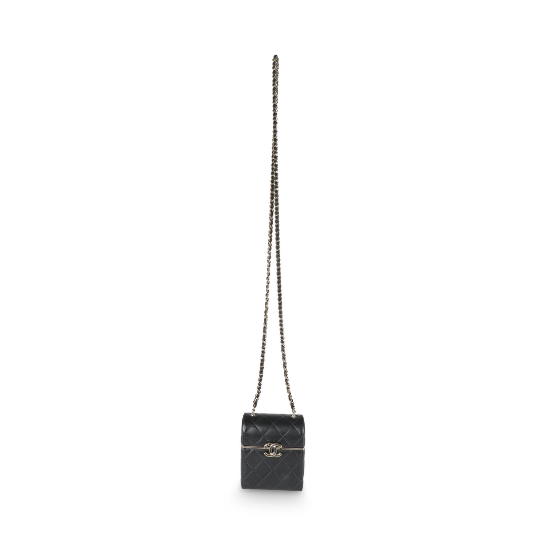 Chanel 23C Black Quilted Lambskin Box Chain Vanity