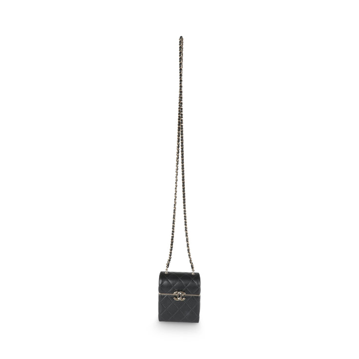 Chanel 23C Black Quilted Lambskin Box Chain Vanity
