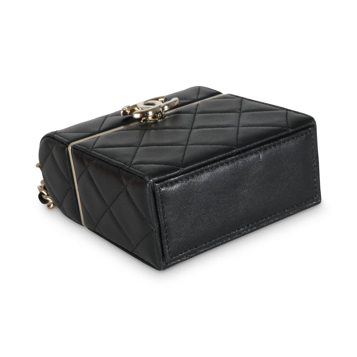 Chanel 23C Black Quilted Lambskin Box Chain Vanity