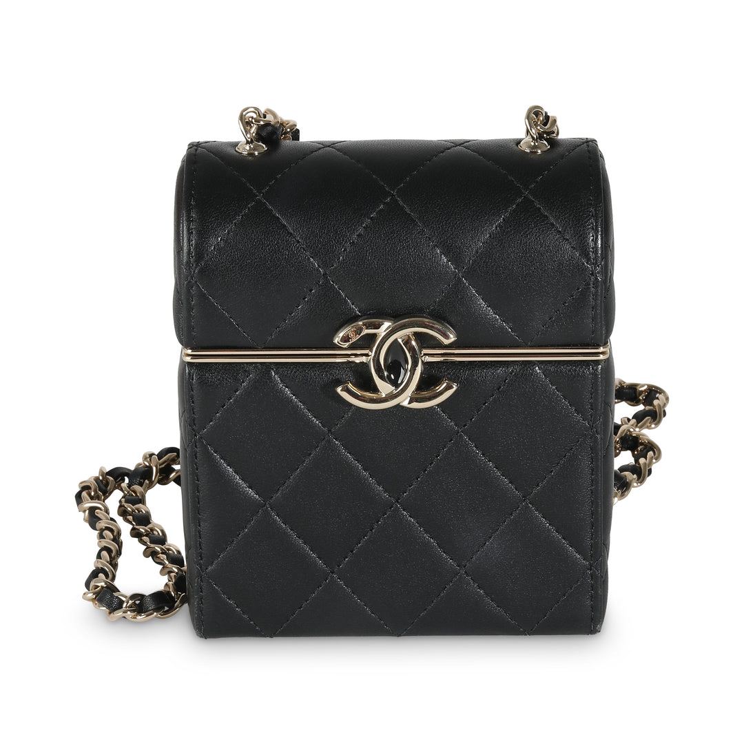 Chanel 23C Black Quilted Lambskin Box Chain Vanity