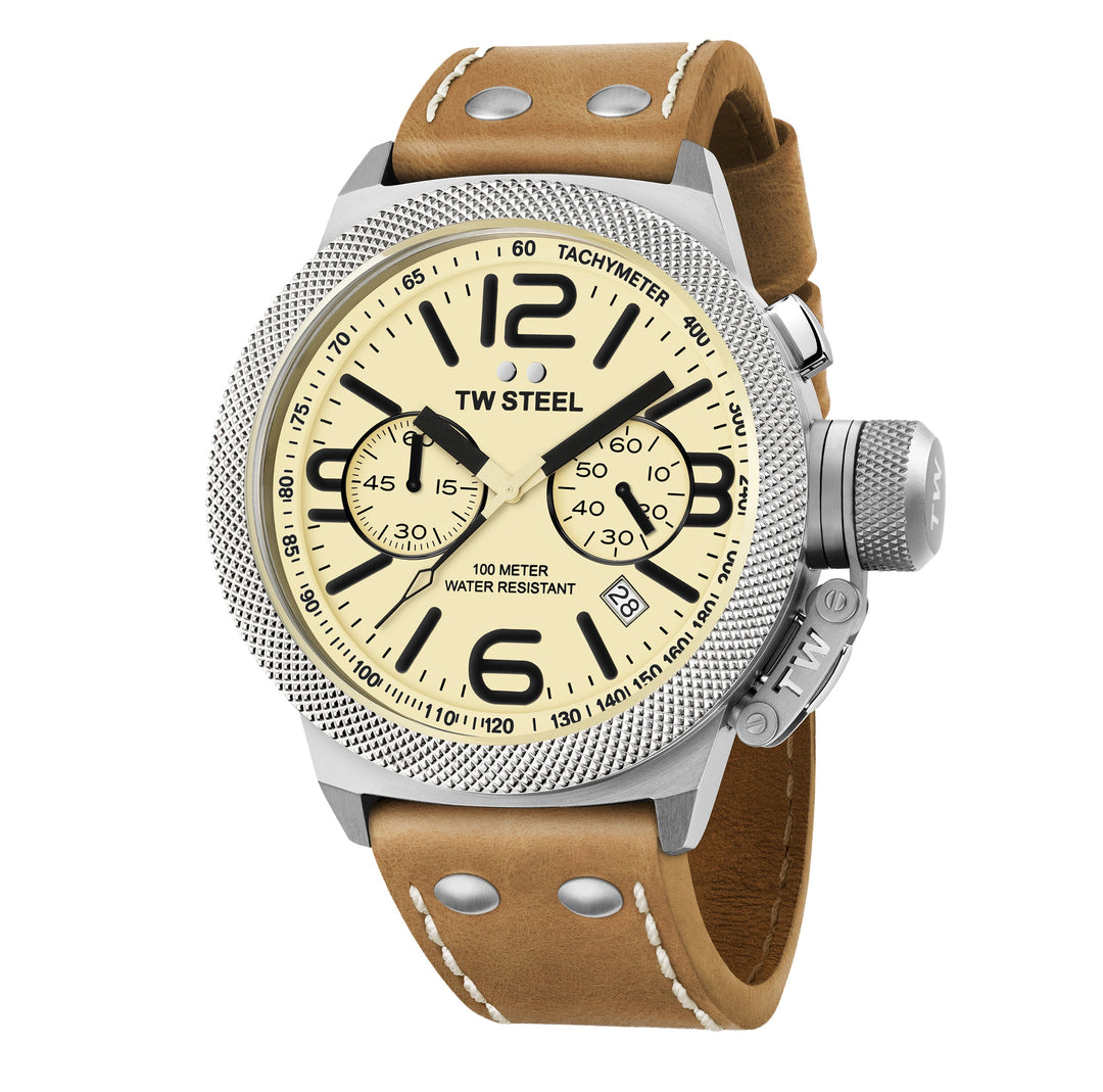 title:TW Steel Men's Canteen 45mm Quartz Chronograph Watch CS13;color:Brown