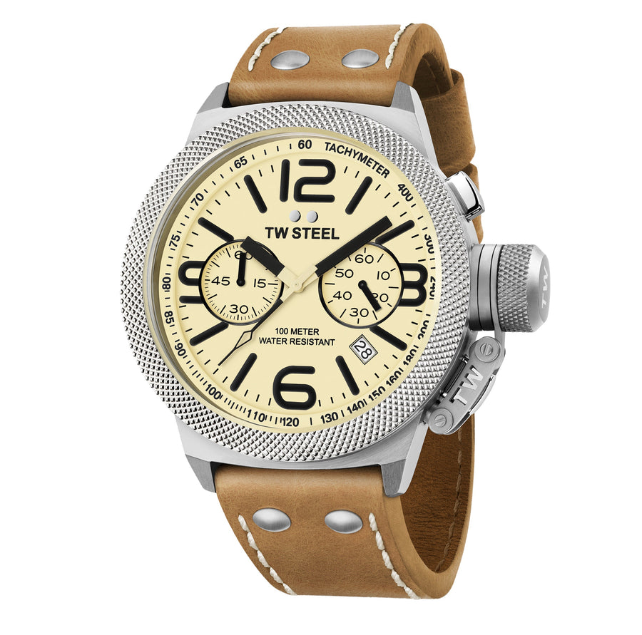 title:TW Steel Men's Canteen 45mm Quartz Chronograph Watch CS13;color:Brown