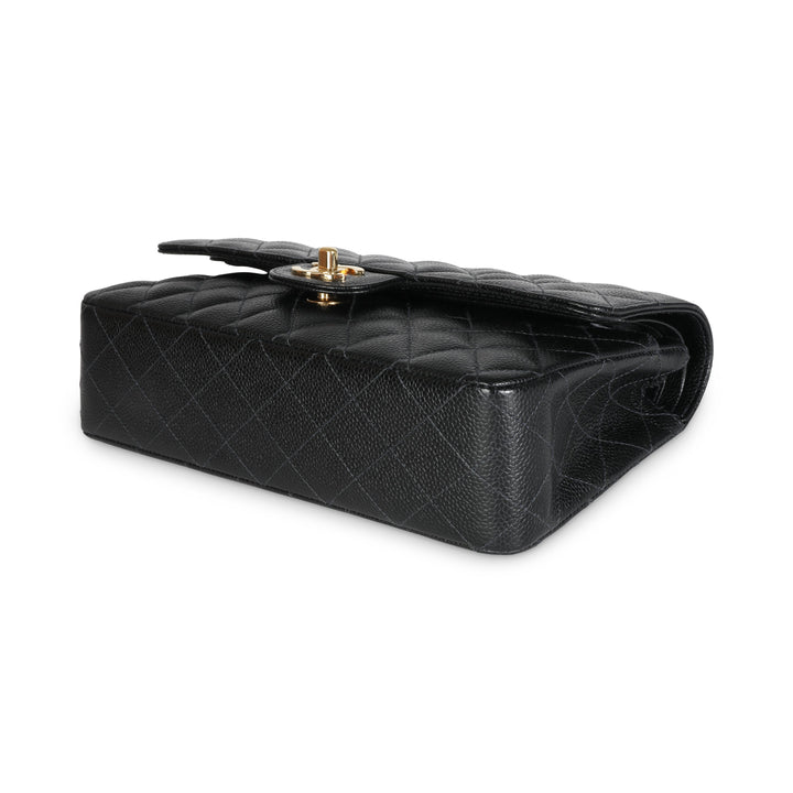 Chanel 24K Black Quilted Caviar Medium Classic Double New Bag