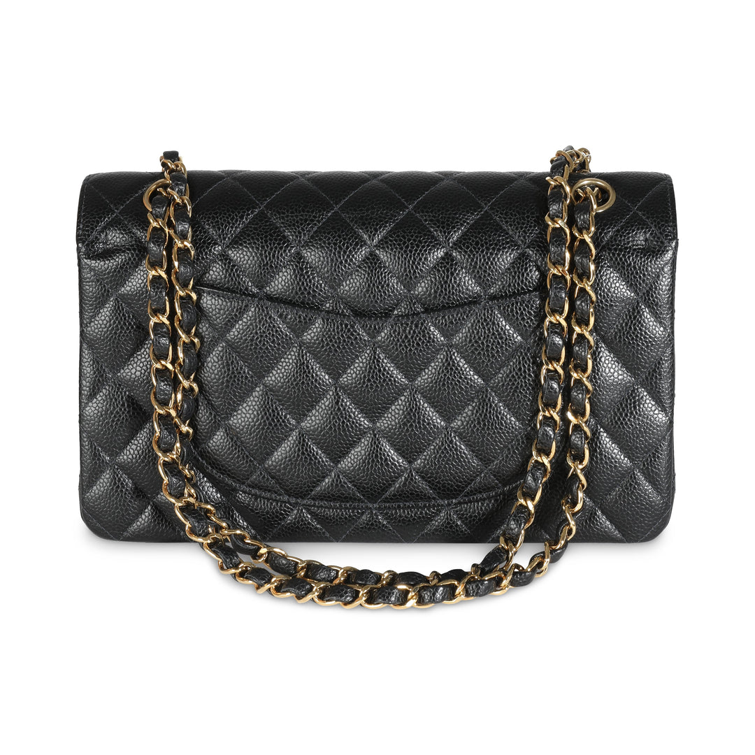 Chanel 24K Black Quilted Caviar Medium Classic Double New Bag