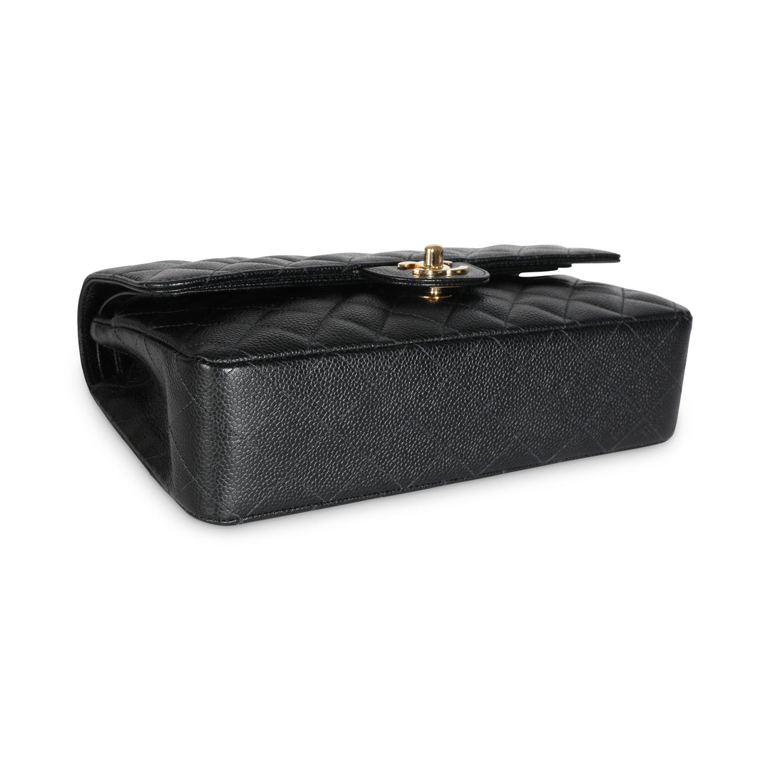 Chanel 24K Black Quilted Caviar Medium Classic Double New Bag