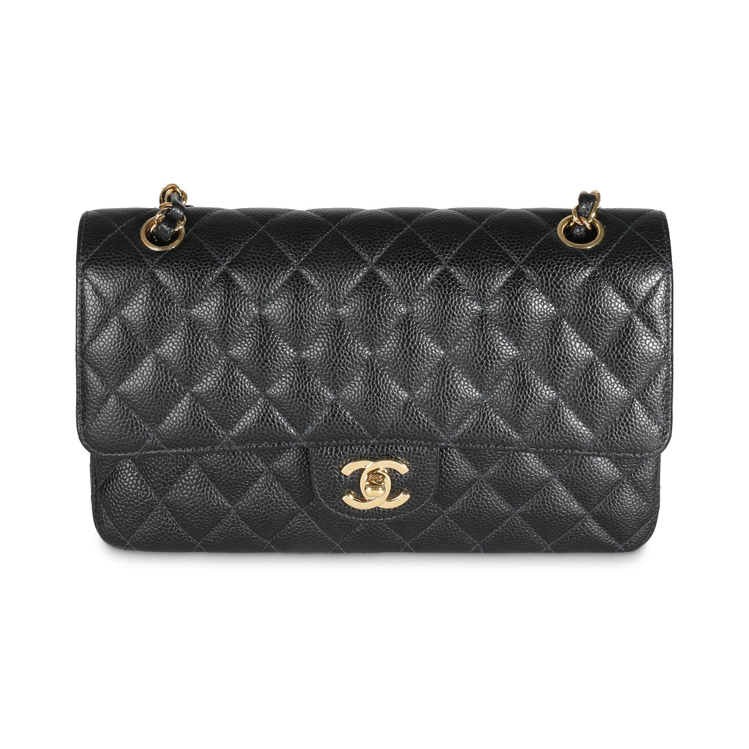 Chanel 24K Black Quilted Caviar Medium Classic Double New Bag