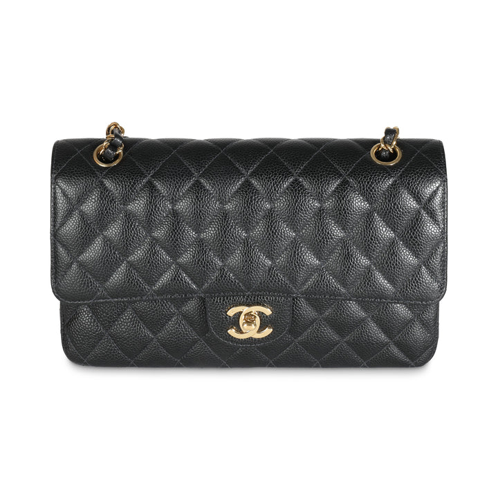 Chanel 24K Black Quilted Caviar Medium Classic Double New Bag