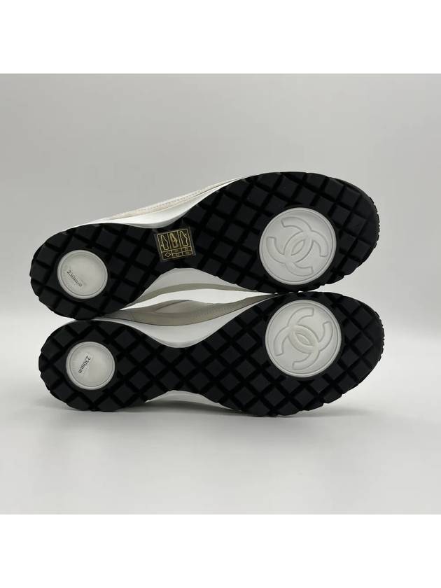 CC Mesh Suede Low Top Sneakers White Chanel