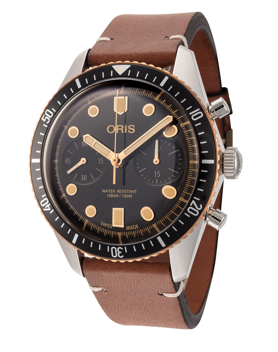 title:Oris Men's 01-771-7744-4354-07-5-21-45 Divers Sixty-Five 43mm Automatic Watch;color:Brown