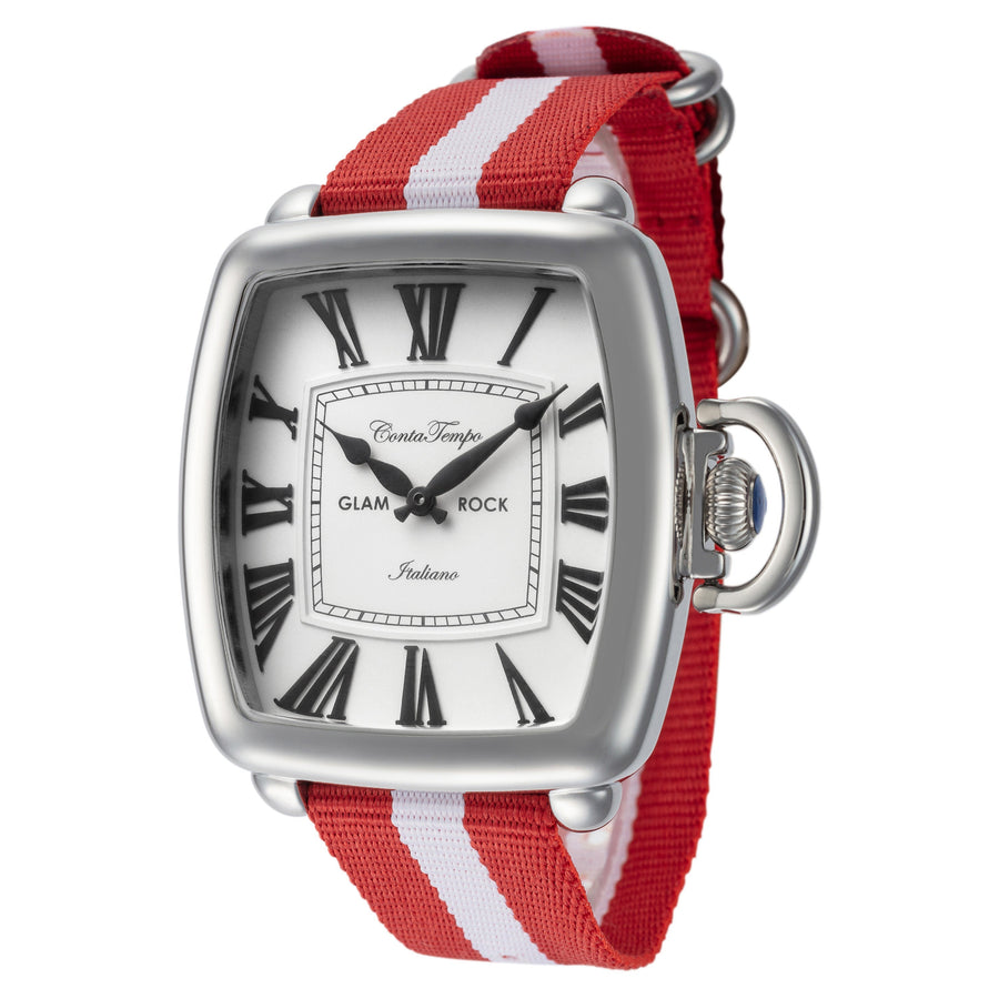 title:Glam Rock Men's GR28085F Vintage 40mm Quartz Watch;color:Red and White