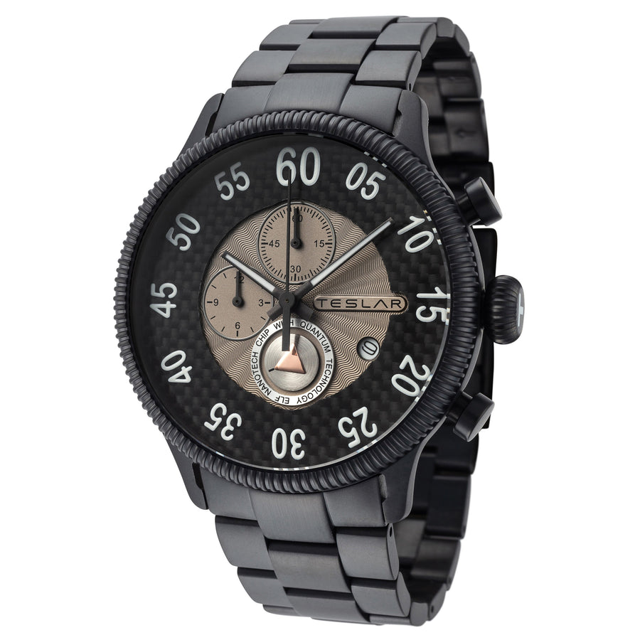 title:Teslar Men's TW-036 Re-Balance T-4 44mm Quartz Watch;color:Black