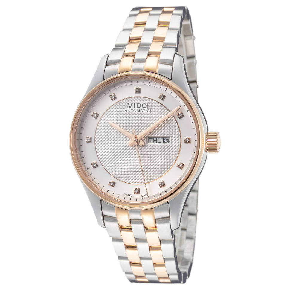 title:Mido Women's M0012302203691 Belluna 33mm Automatic Watch;color:Silver Dial Two Tone Band