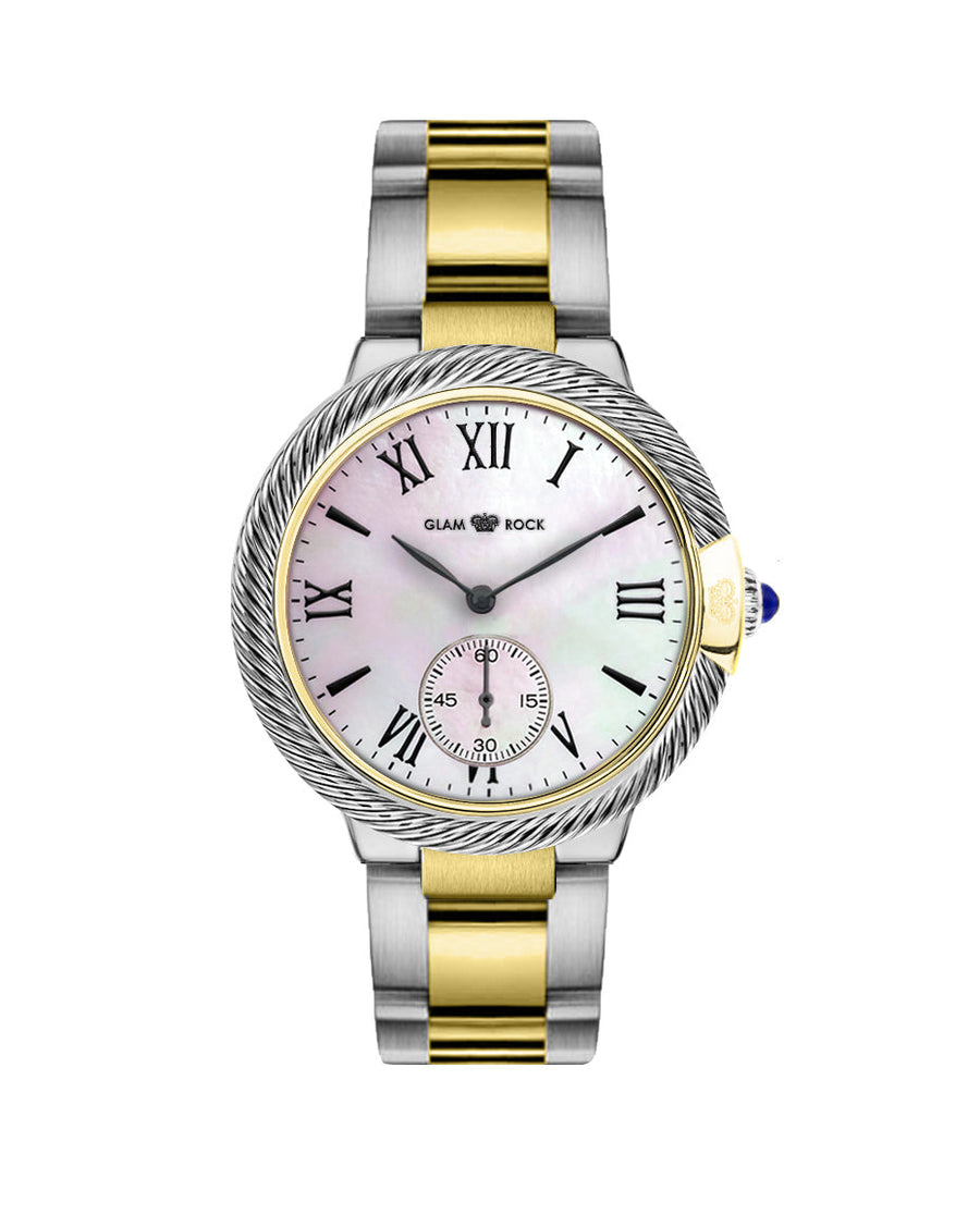 title:Glam Rock Women's GR-078-22 Twisted 40mm Quartz Watch;color:Two Tone