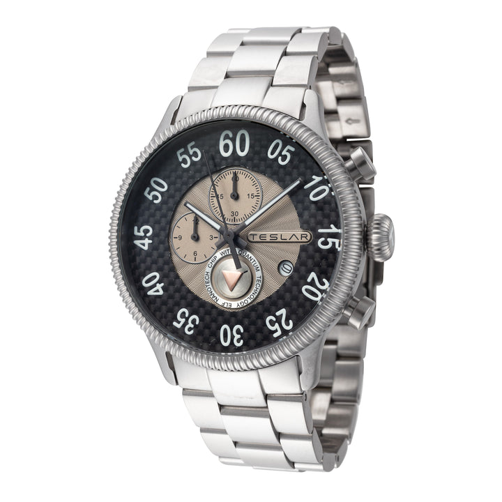 title:Teslar Men's TW-034 Re-Balance T-4 44mm Quartz Watch;color:Silver