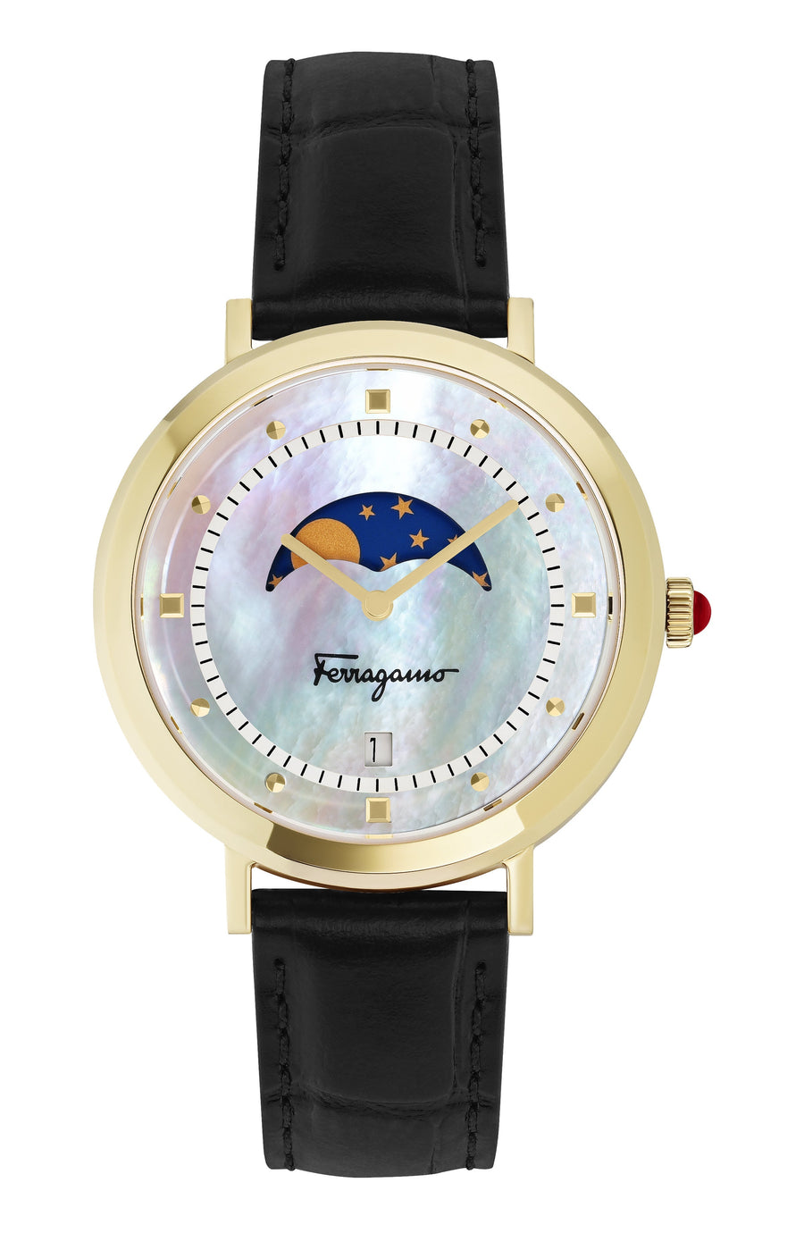 title:Ferragamo Women's SFUH00821 Logomania Moon Phase 36mm Quartz Watch;color:Black