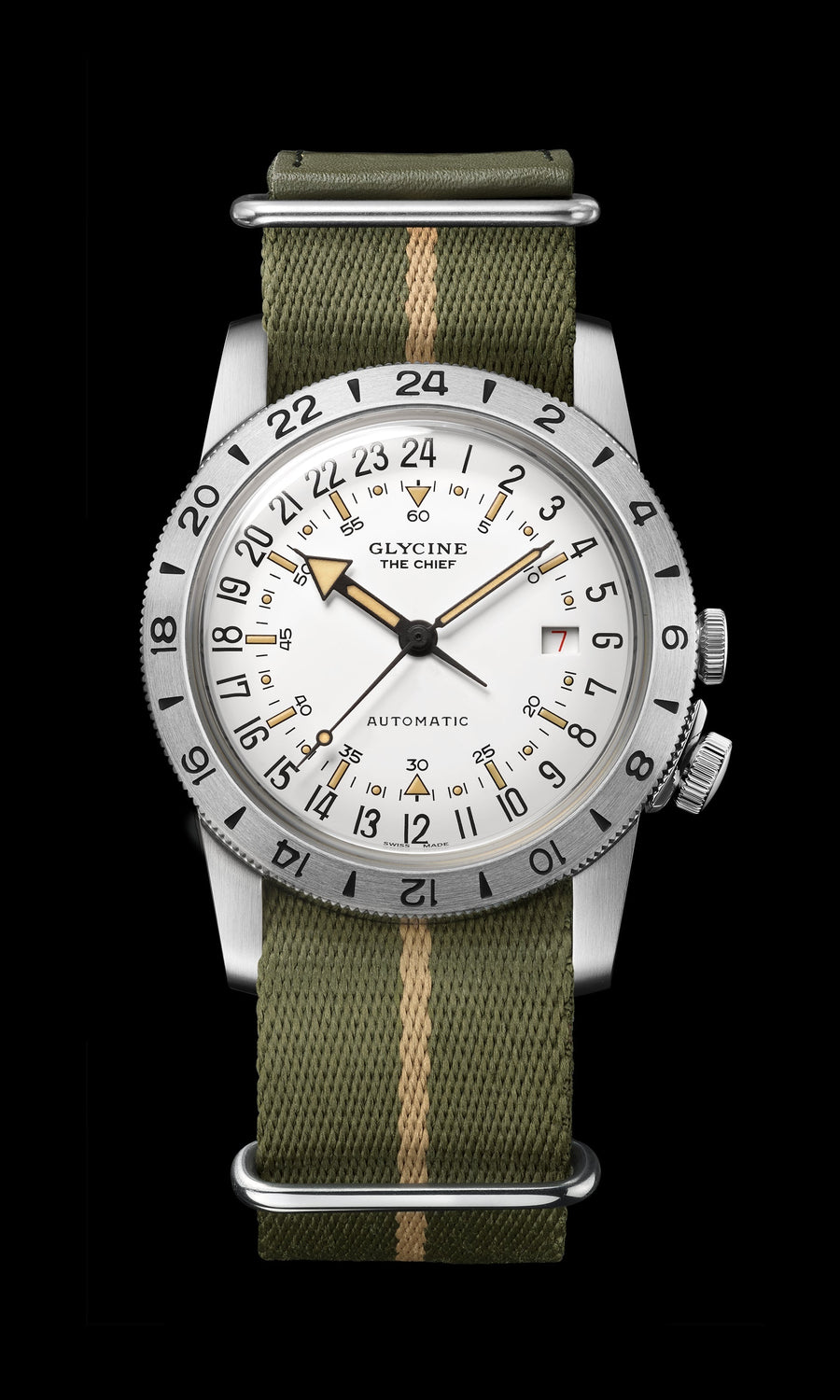 title:Glycine Men's GL0475 Airman Vintage 40mm Automatic Watch;color:White